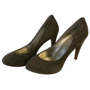 Nine West Womens Suede High Heel Pumps Olive Green Size 9.5